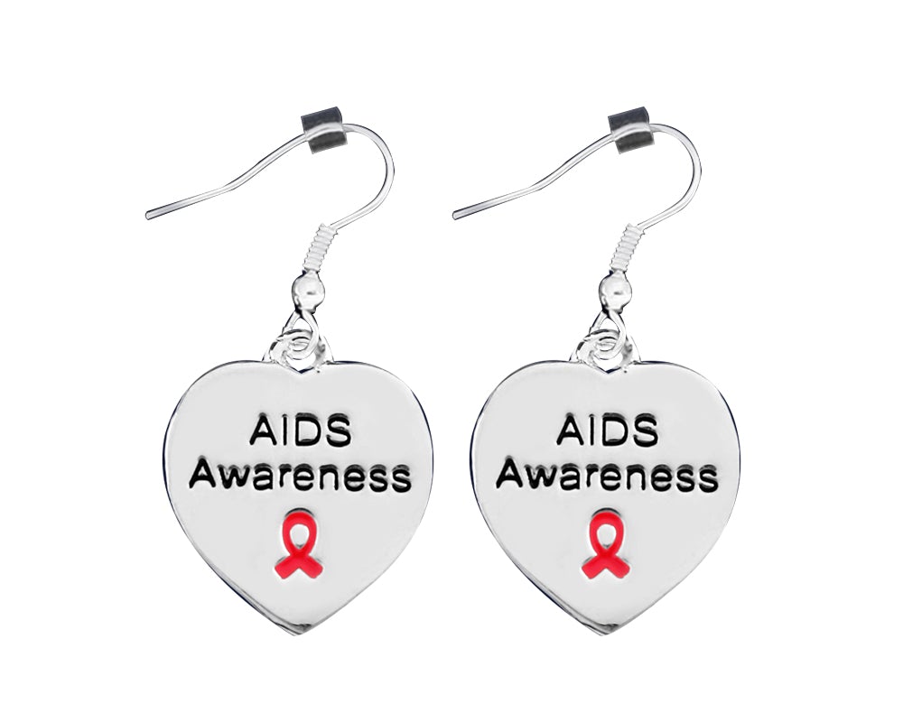 12 Pairs AIDS Awareness Heart Earrings - Fundraising For A Cause