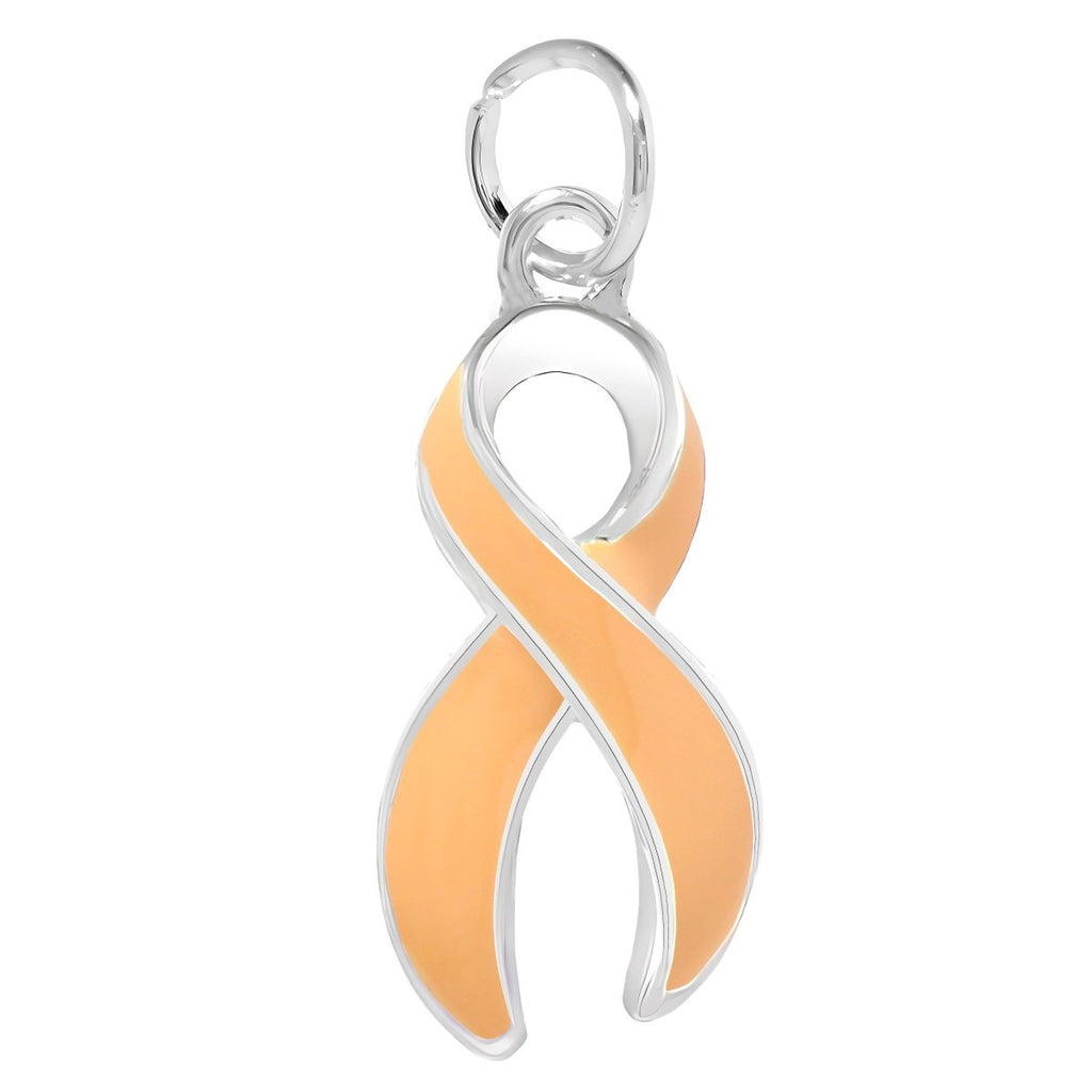 25 Pack Uterine Cancer Peach Ribbon Charms  - Fundraising For A Cause