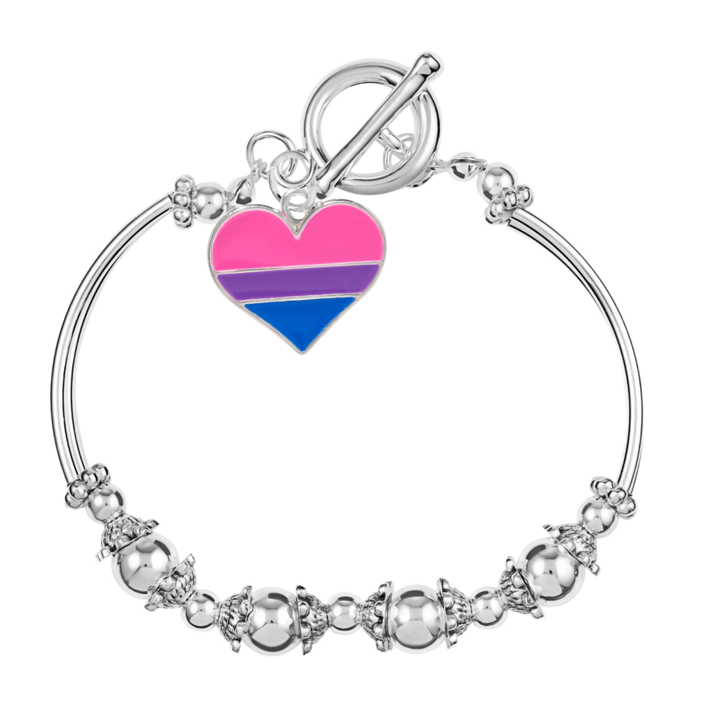 5 Pack Bisexual Flag Heart Partial Beaded Bracelets (5 Bracelets) - Fundraising For A Cause