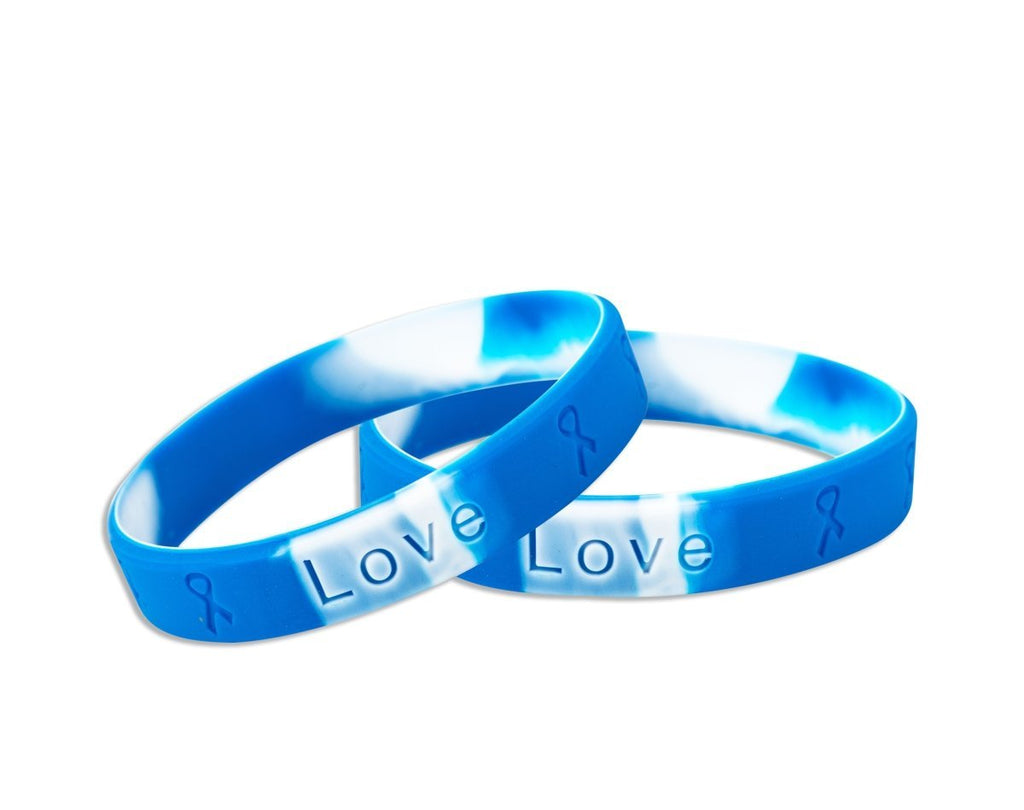50Child Blue & White Awareness Silicone Bracelet Wristbands - Fundraising For A Cause