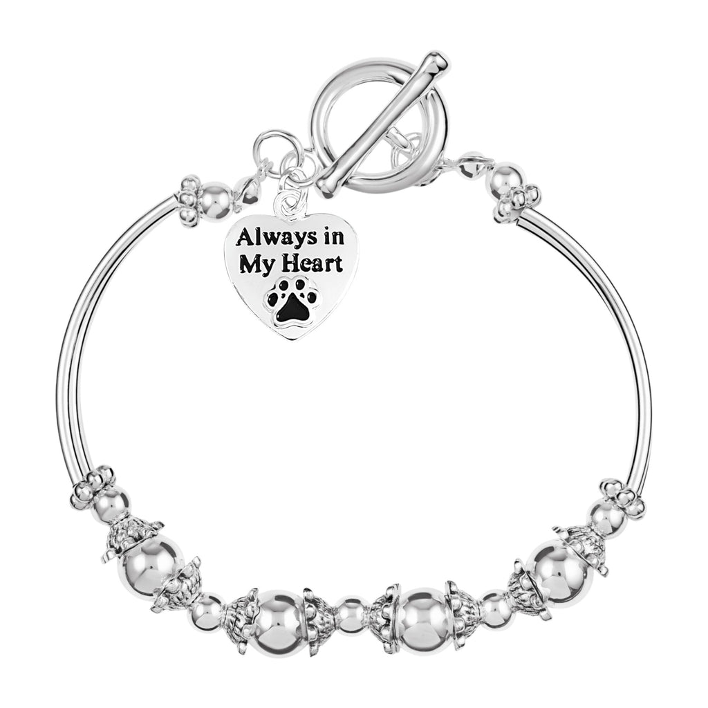 Always in My Heart Paw Print Charm Partial Beaded Bracelets
