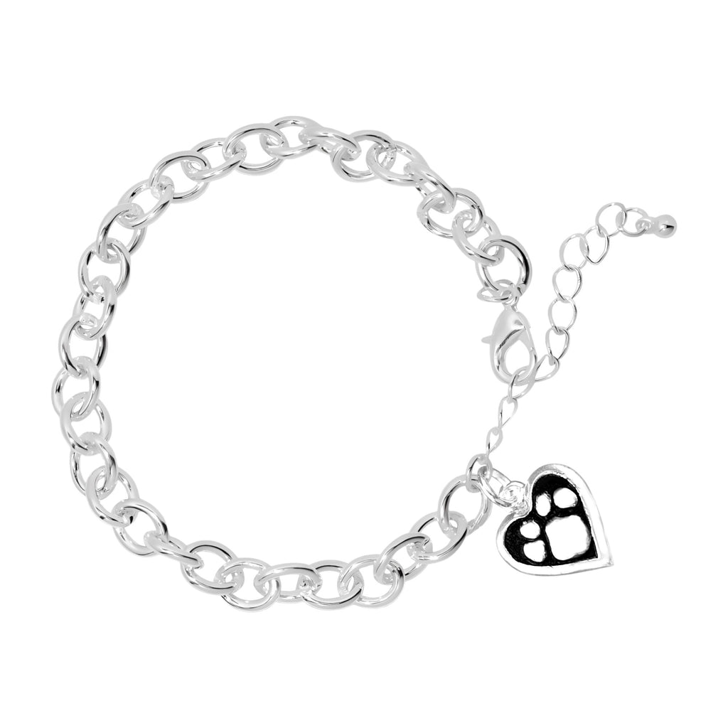 4 Pack Paw Print Heart Charm Chunky Bracelets (5 Bracelets) - Fundraising For A Cause