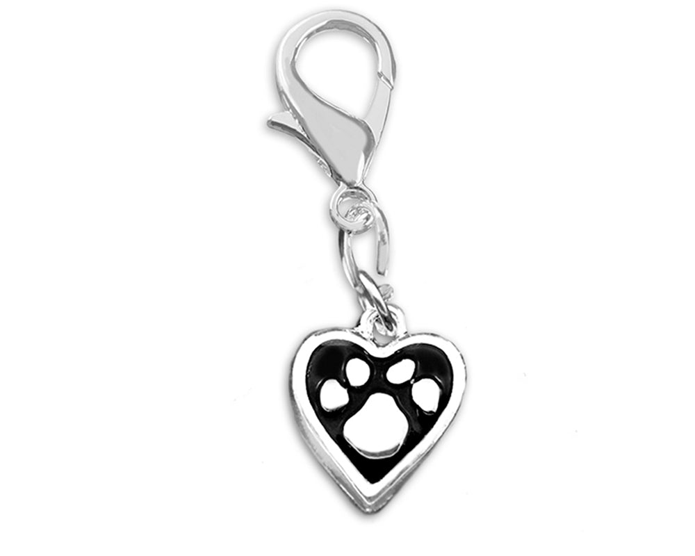 Paw Print Heart Hanging Charms