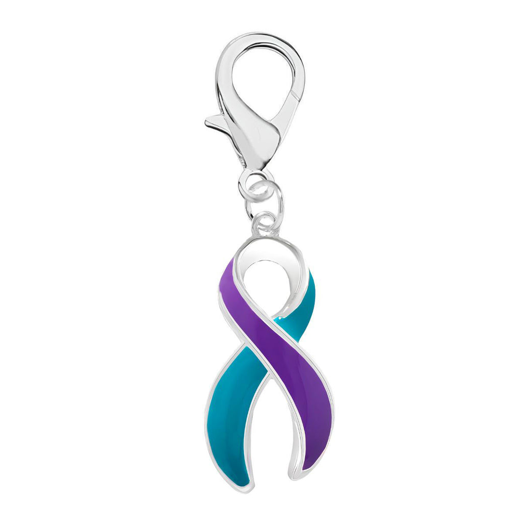 Large Teal & Purple Ribbon Hanging Charms - Fundraising For A Cause