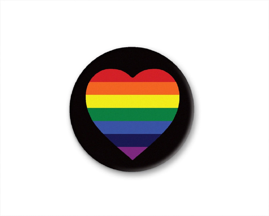 Round Bulk Rainbow Heart Striped Button Pins, LGBTQ Gay Pride