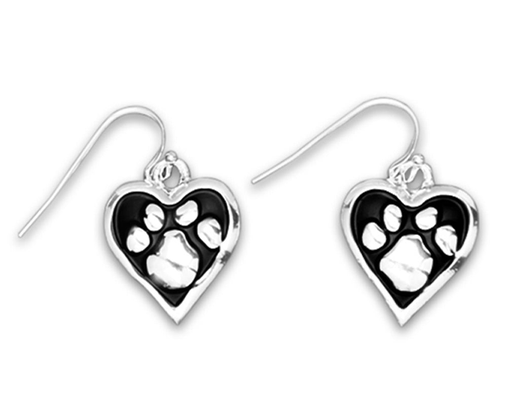 12 Pairs Paw Print Heart Earrings
