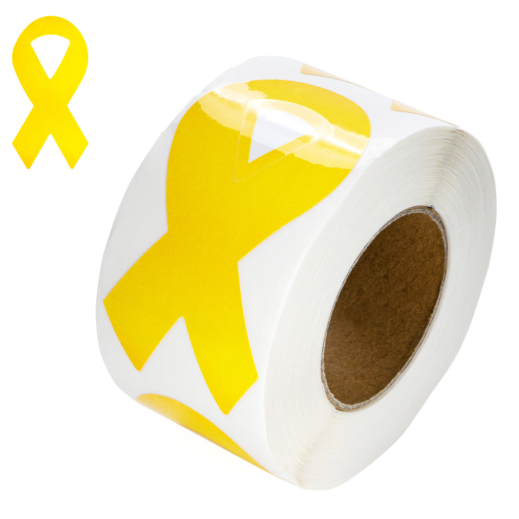 250 Large Yellow Ribbon Stickers (250 per Roll)