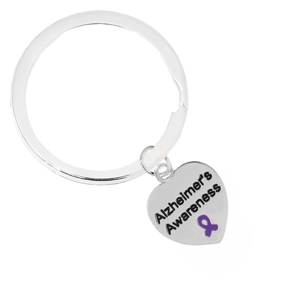 Alzheimer's Awareness Heart Charm Split Style Key Chains - Fundraising For A Cause