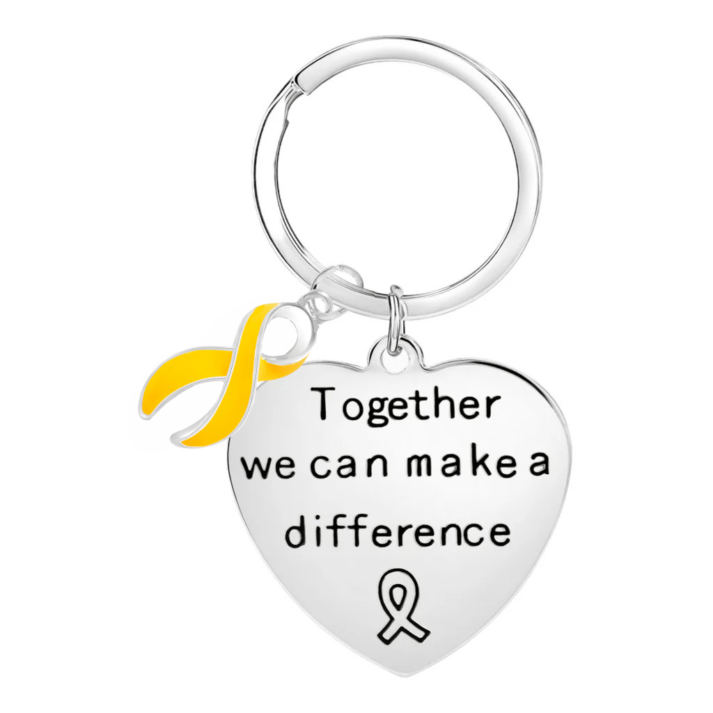 Big Heart Gold Ribbon Key Chains - Fundraising For A Cause