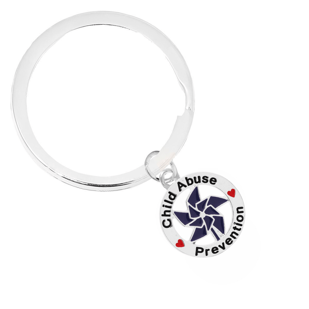 Child Abuse Prevention Blue Pinwheel Charm Split Style Key Chains - Fundraising For A Cause