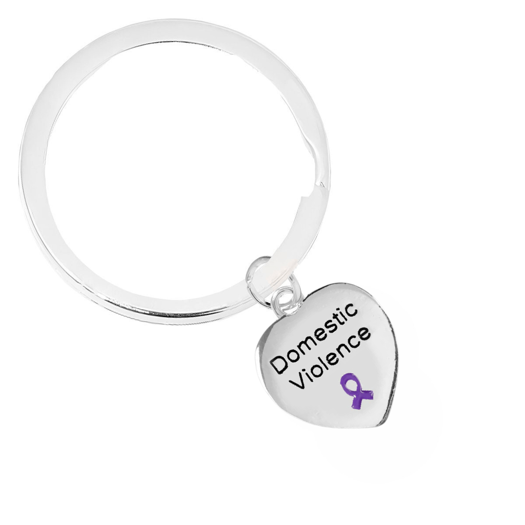 Domestic Violence Awareness Ribbon Heart Charm Split Style Key Chains - Fundraising For A Cause