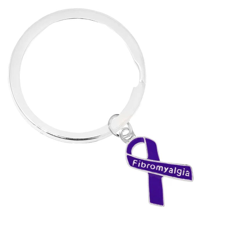 Fibromyalgia Purple Ribbon Awareness Split Style Key Chains - Fundraising For A Cause