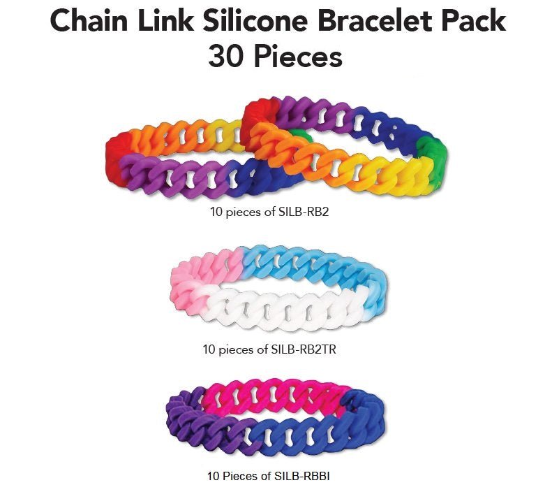 Gay Pride Chain Link Bracelet Variety Pack Bundle (30 Pieces) - Fundraising For A Cause