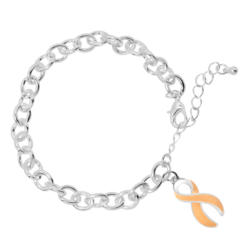Large Peach Ribbon Chunky Charm Bracelets - Fundraising For A Cause