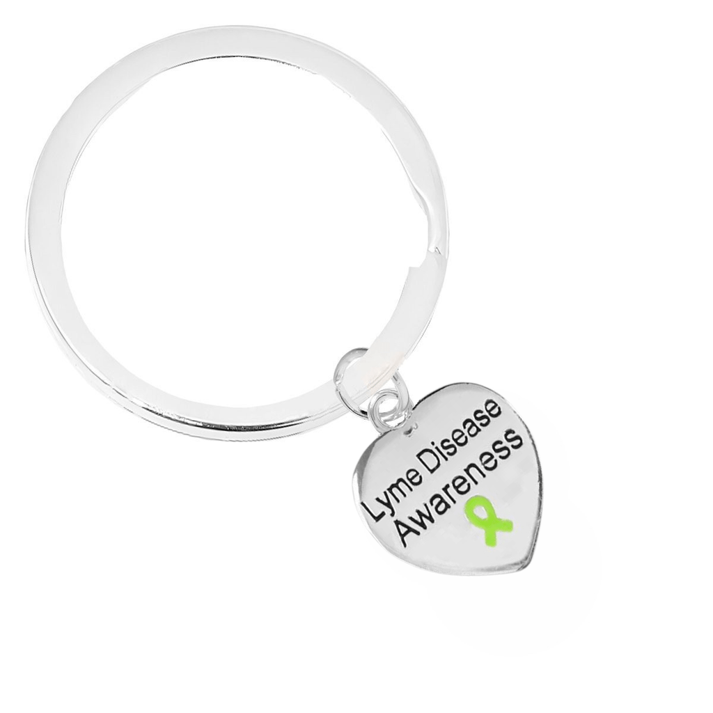 Lyme Disease Awareness Heart Charm Split Style Key Chains - Fundraising For A Cause