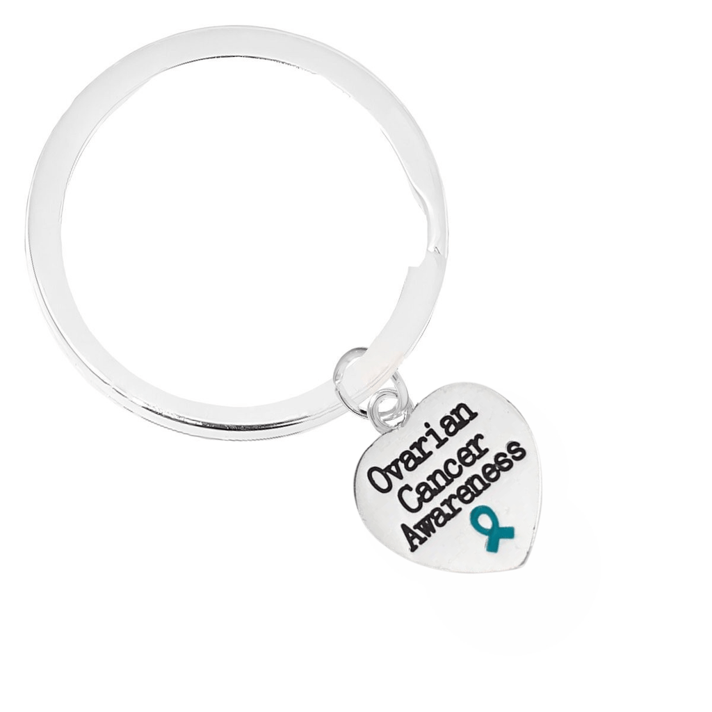 Ovarian Cancer Awareness Heart Charm Split Style Key Chains - Fundraising For A Cause