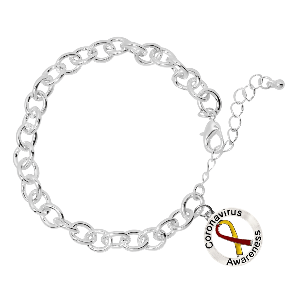Round Coronavirus (COVID - 19) Awareness Ribbon Chunky Charm Bracelets - Fundraising For A Cause
