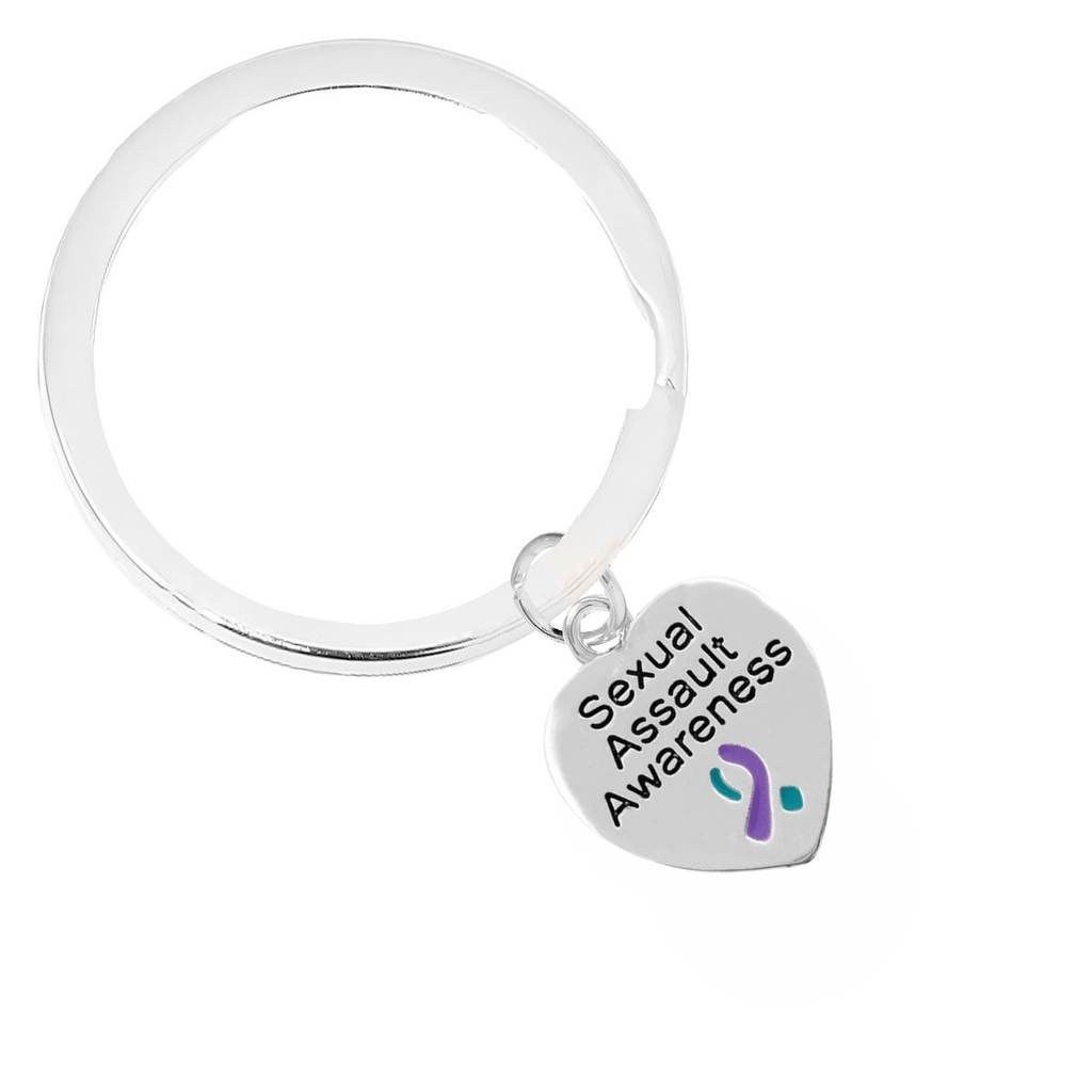 Sexual Assault Awareness Heart Charm Split Style Key Chains - Fundraising For A Cause