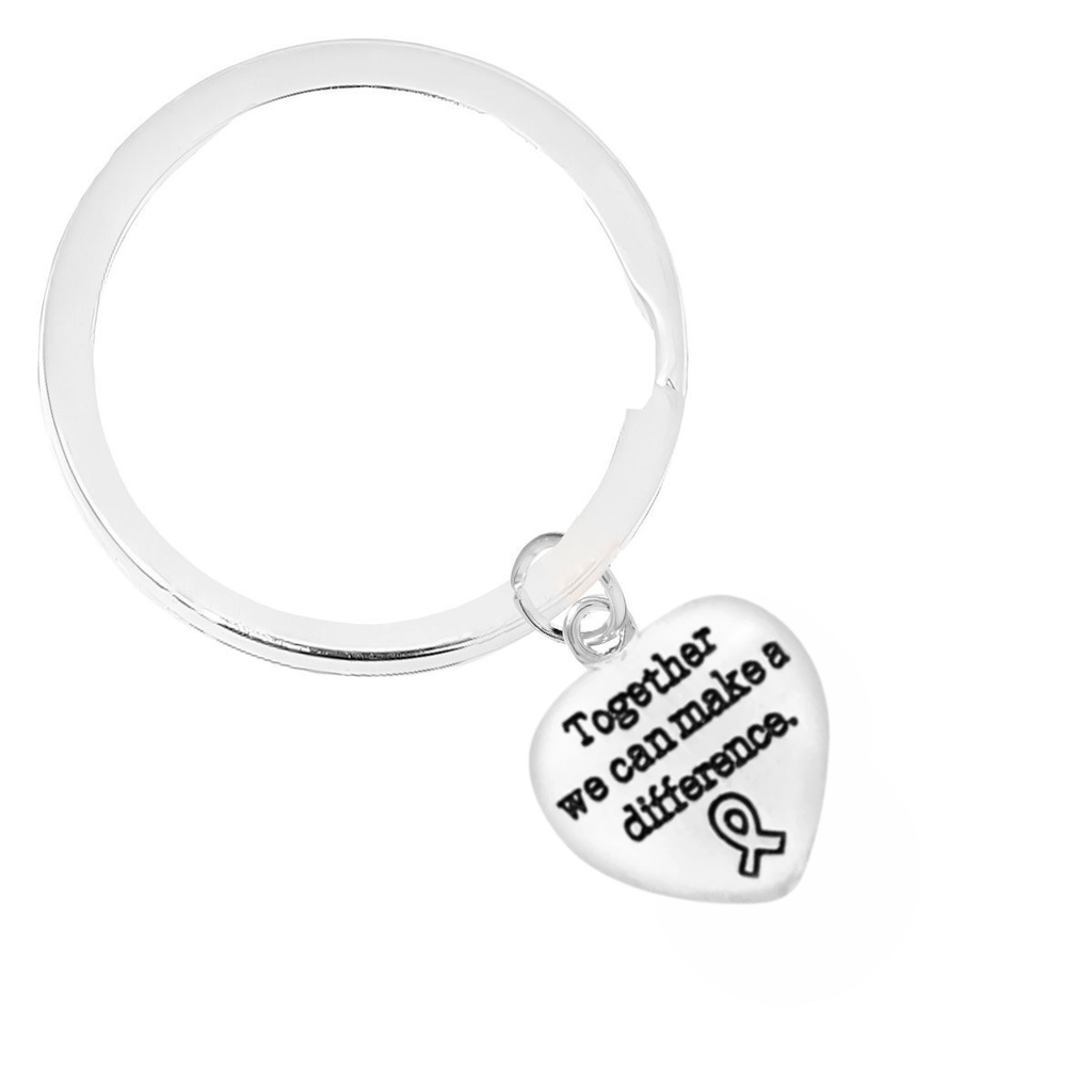 "Together We Can Make A Difference" Heart Charm Split Ring Key Chains - Fundraising For A Cause