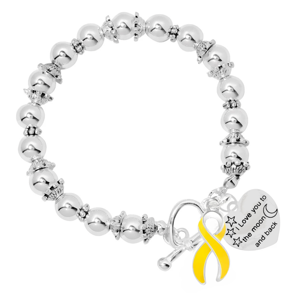 Yellow Ribbon Love You The Moon Awareness Beaded Bracelets - Fundraising For A Cause